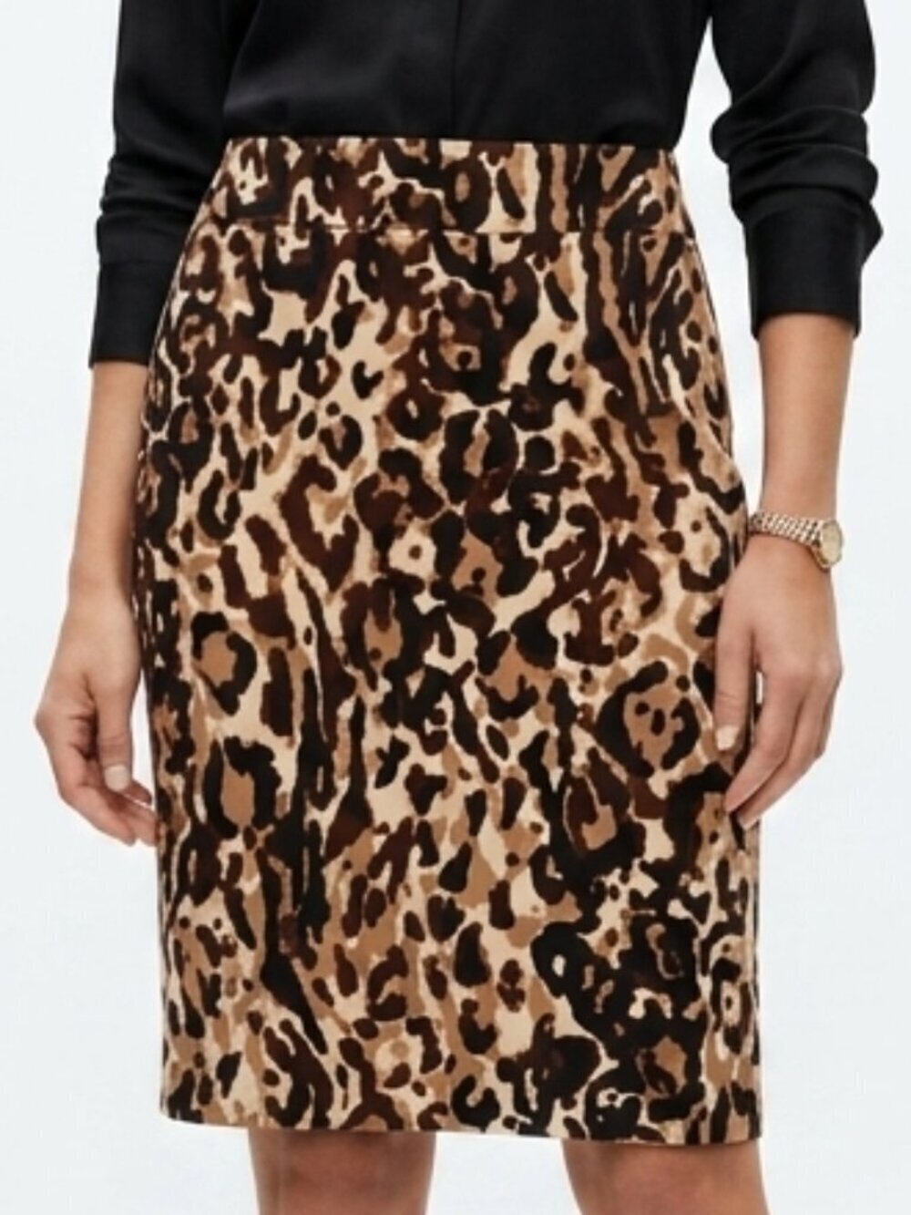MERONA Animal Leopard Print Fully Lined Slim Pencil Skirt 6